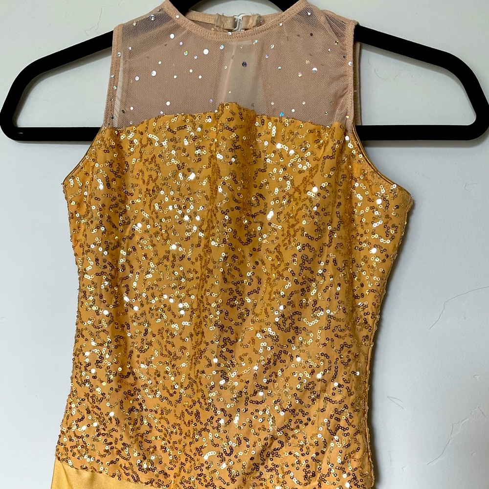 Revolution Sequined Yellow Gold Leotard with Shorts